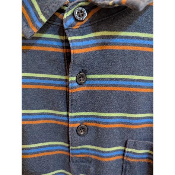 Patagonia Men's XL‎ Organic Cotton Striped Pocket Polo Shirt  Blue - Picture 10 of 12